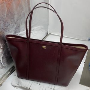 Dolce & Gabanna Wine Color Tote Shopping Leather Bag